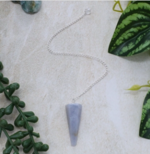 Blue Chalcedony 6 Sided Faceted Pendulum