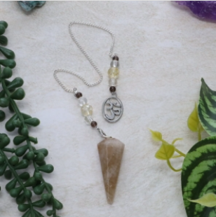 Citrine Faceted Pendulum with Om
