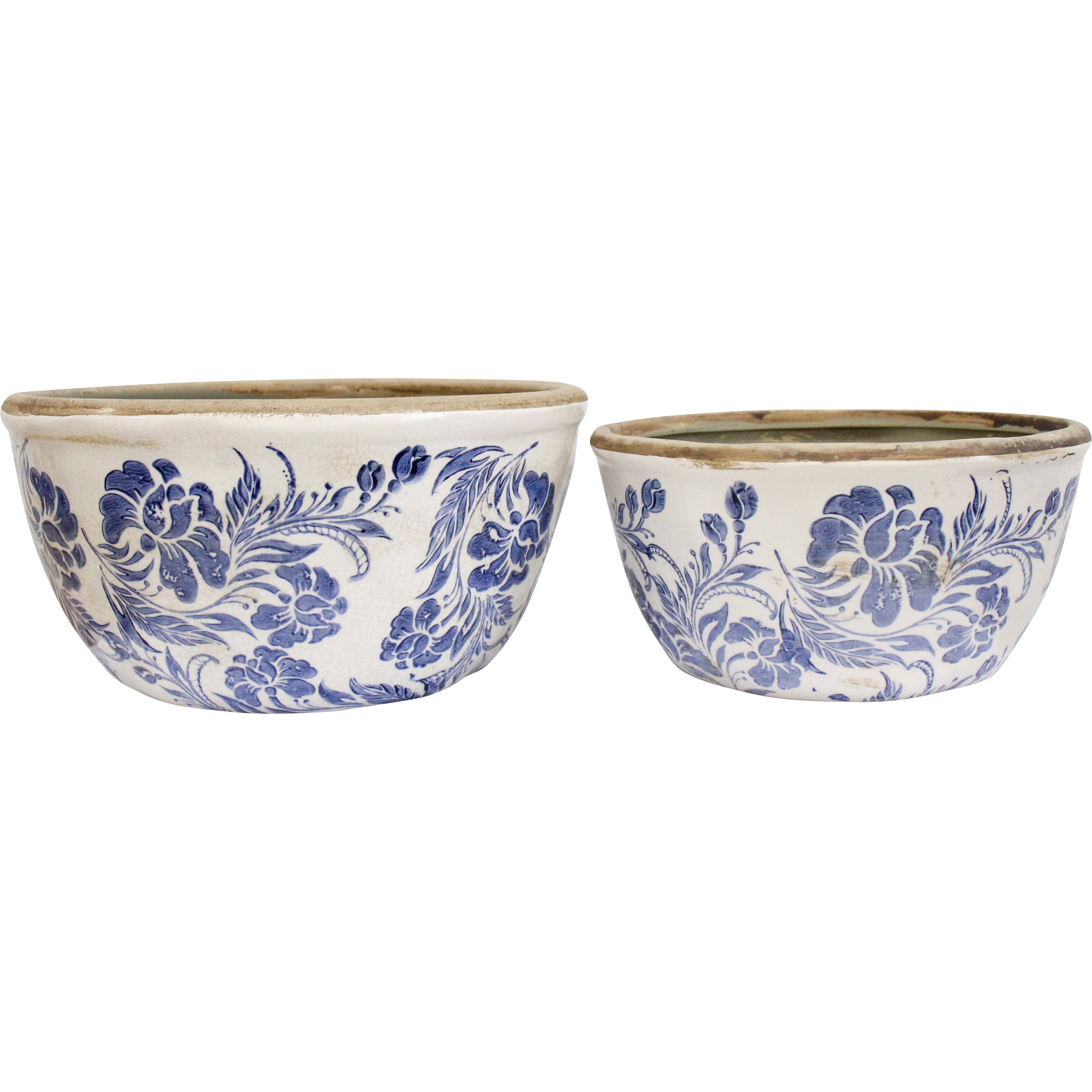 Set 2 Planters Low Vintage Blue